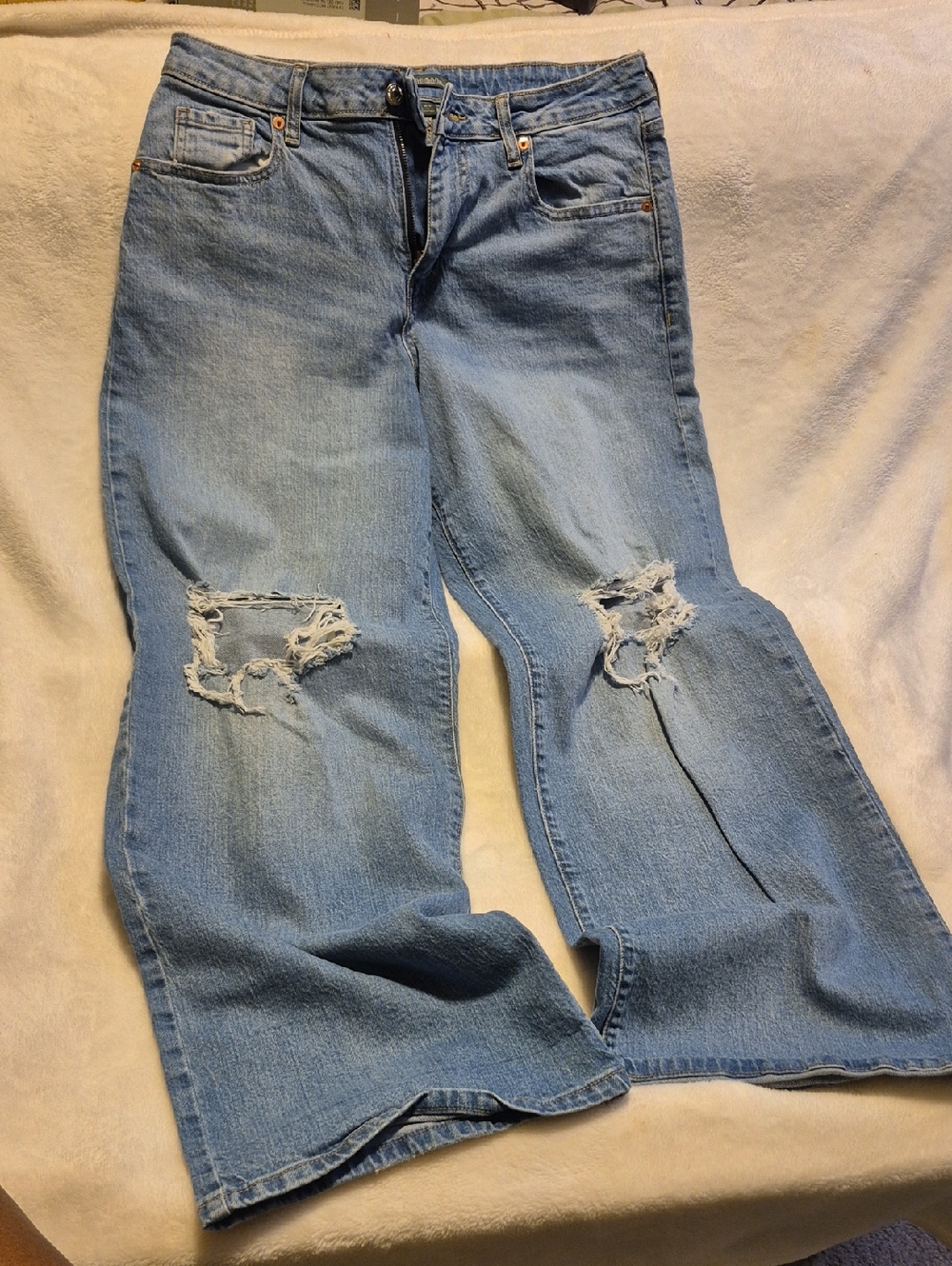 wild fable Light Blue Distressed Wide-Leg Jeans